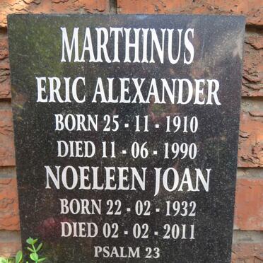 MARTHINUS Eric Alexander 1910-1990 & Noeleen Joan 1932-2011