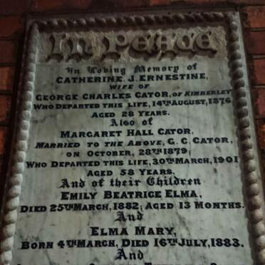 CATOR George Charles -1935 & Catherine J. Ernestine -1876 & Margaret Hall -1901 :: CATOR Albemarle Charles Theodore 1876-1913 :: CATOR Emily Beatrice Elma -1882 :: CATOR Elma Mary -1883