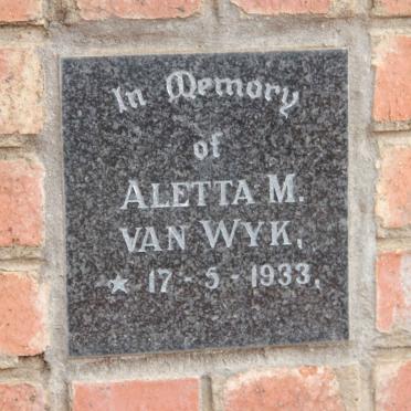 WYK Aletta M., van 1933-