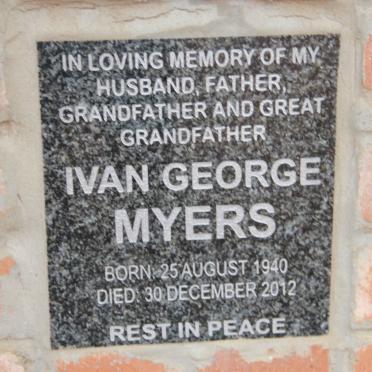 MYERS Ivan George 1940-2012