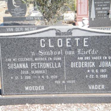 CLOETE Diederick Johannes 1917-1980 &amp; Susanna Petronella SLABBER 1918-1979