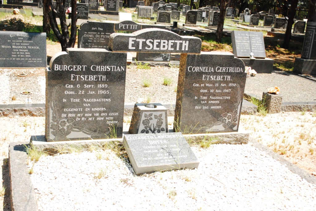 ETSEBETH Burgert Christian 1889-1965 &amp; Cornelia Gertruida DE WAAL 1892-1967