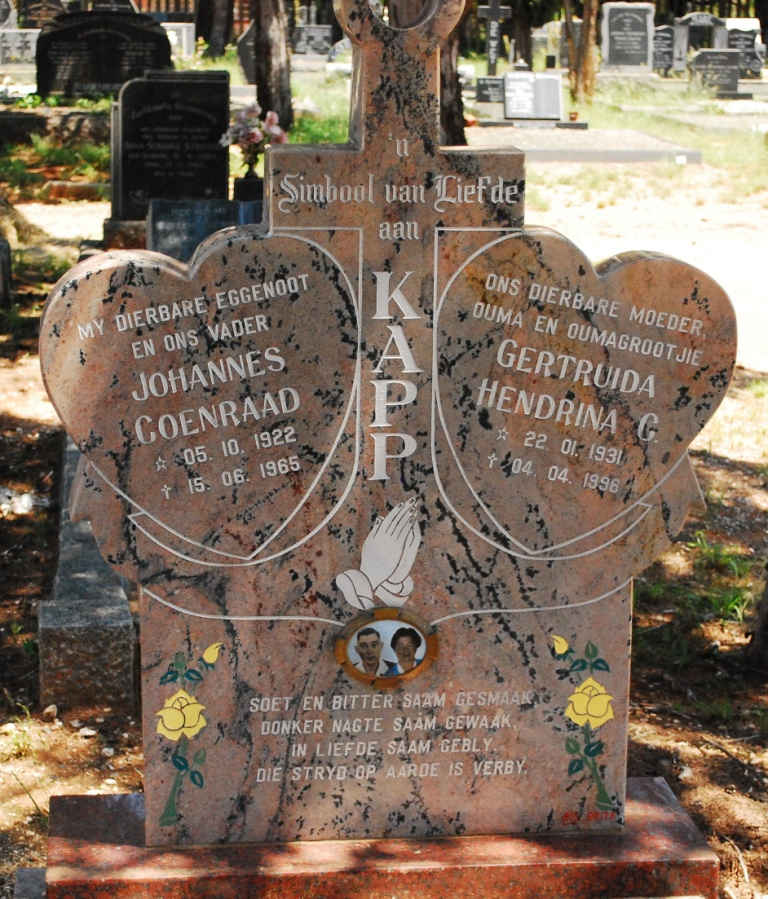 KAPP Johannes Coenraad 1922-1965 &amp; Gertruida Hendrina 1931-1996