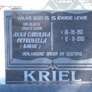 KRIEL Anna Carolina Petronella 1950-2000