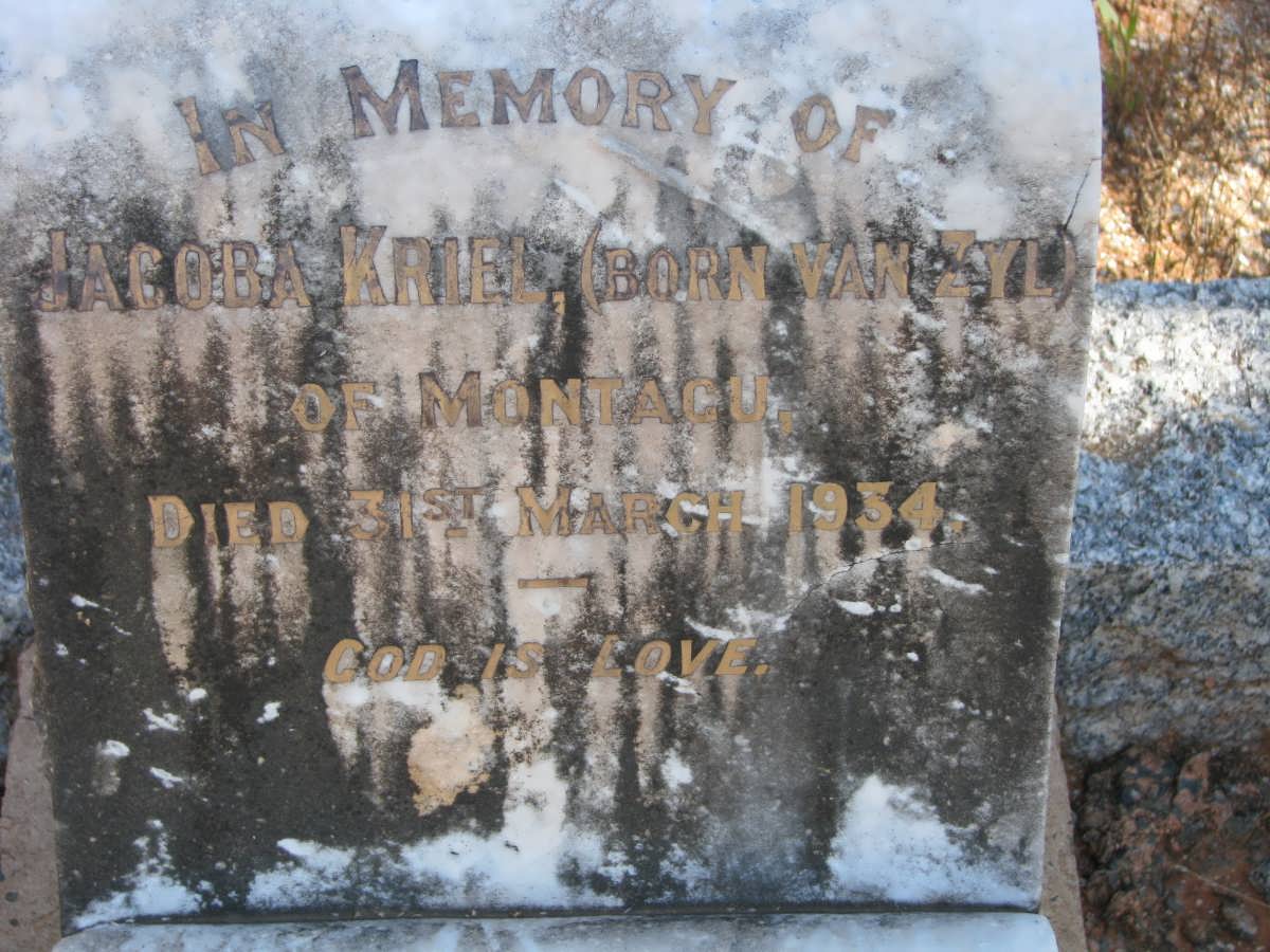 KRIEL Jacoba nee VAN ZYL -1934