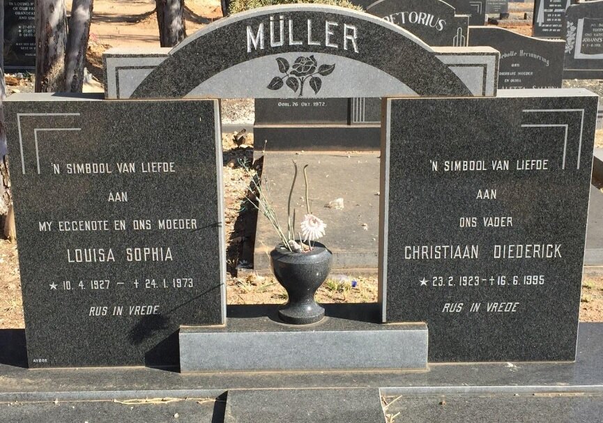 MULLER Christiaan Diederick 1923-1995 &amp; Louisa Sophia 1927-1973