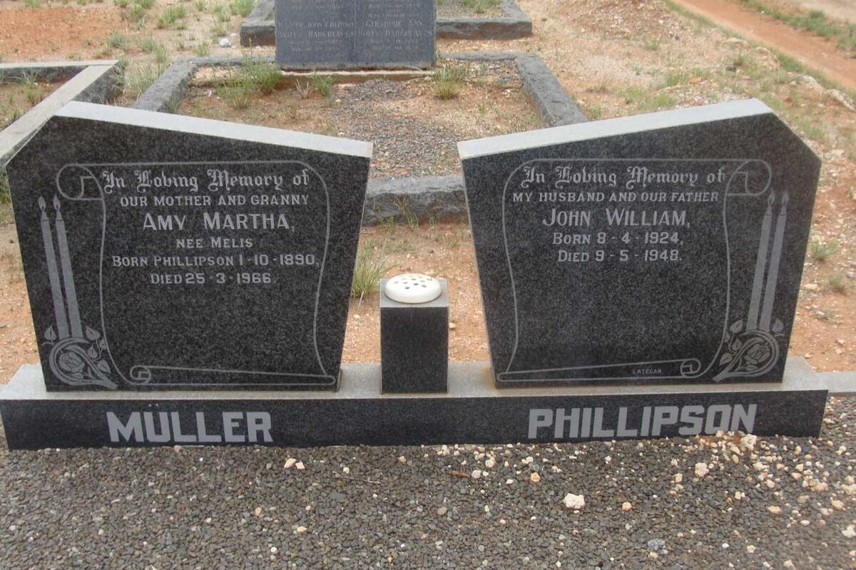 MULLER Amy Martha previously MELIS nee PHILLIPSON 1890-1966 :: PHILLIPSON John William 1924-1948
