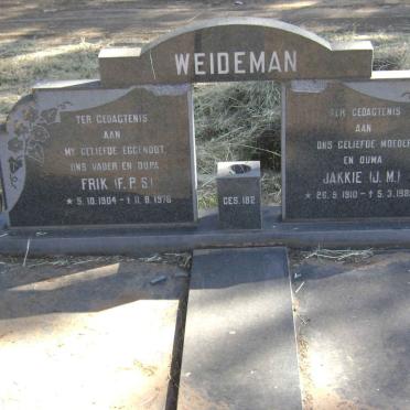 WEIDEMAN F.P.S. 1904-1976 &amp; J.M. 1910-1983