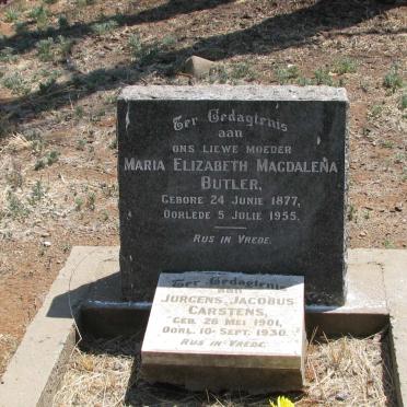 BUTLER Maria Elizabeth Magdalena nee JACOBS 1877-1955 :: CARSTENS Jurgens Jacobus 1901-1930