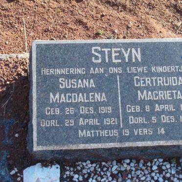 STEYN Susana Magdalena 1919-1921 :: STEYN Gertruida Magrieta 1923-1923