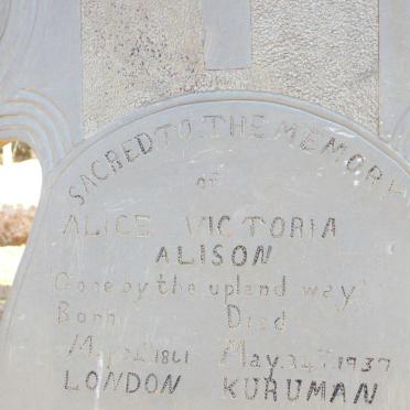 ALISON Alice Victoria 1861-1937