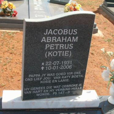 BURGER Jacobus Abraham Petrus 1931-2006 &amp; Catharina Wilhelmina SNYMAN 1931