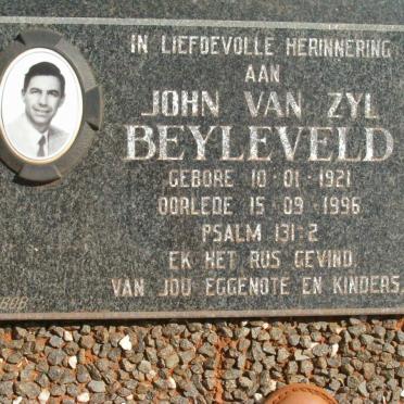 BEYLEVELD John Van Zyl 1921-1996