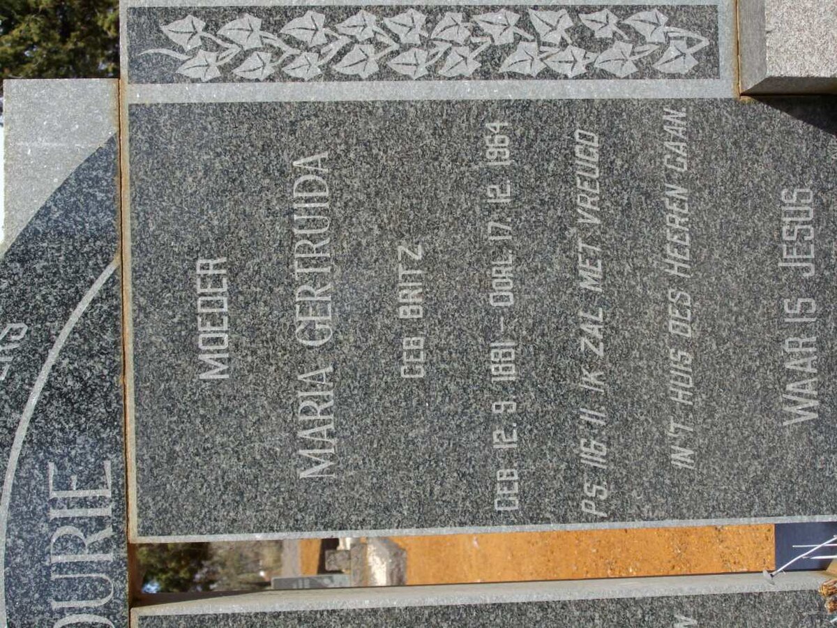 FOURIE Maria Gertruida neé Britz 1881-1964