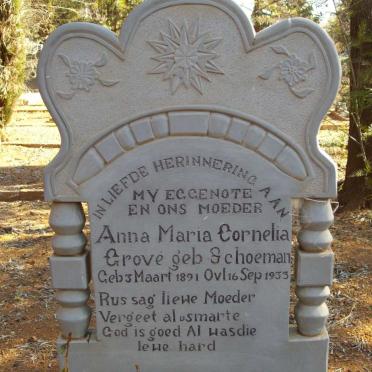 GROVE Anna Maria Cornelia nee SCHOEMAN 1891-1933