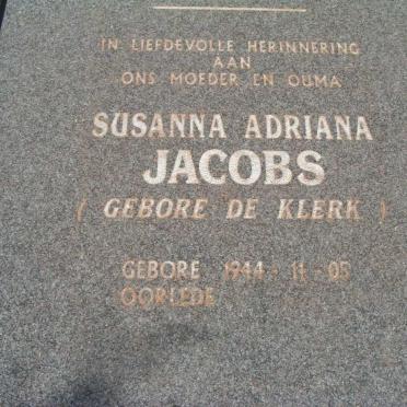 JACOBS Susanna Adriana nee DE KLERK 1944-