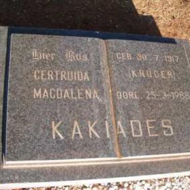 KAKIADES Gertruida Magdalena nee KRUGER 1917-1988