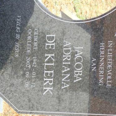 KLERK Jacoba Adriana, de 1942-2002