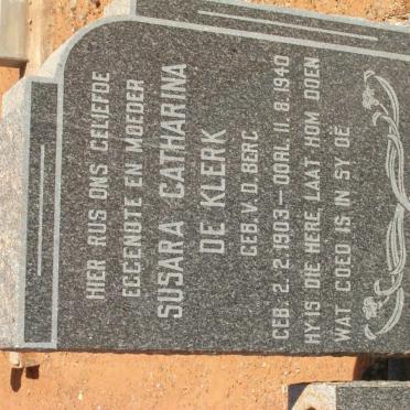 KLERK Susara Catharina, de nee V.D. BERG 1903-1940
