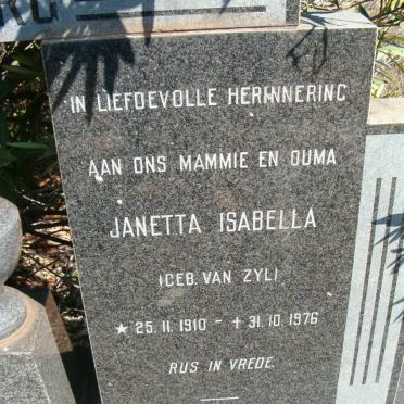 LIEBENBERG Janetta Isabella nee VAN ZYL 1910-1976