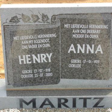 MARITZ Henry 1918-2000 &amp; Anna 1929-