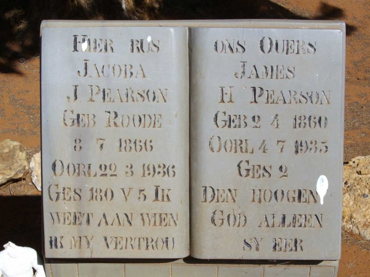 PEARSON James H. 1860-1935 &amp; Jacoba J. ROODE 1866-1936