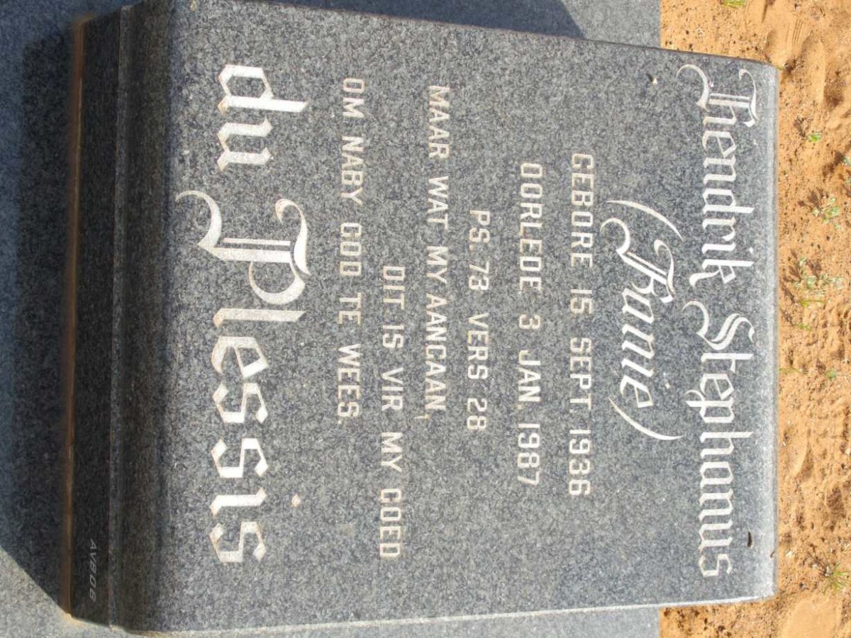 PLESSIS Hendrik Stephanus, du 1936-1987