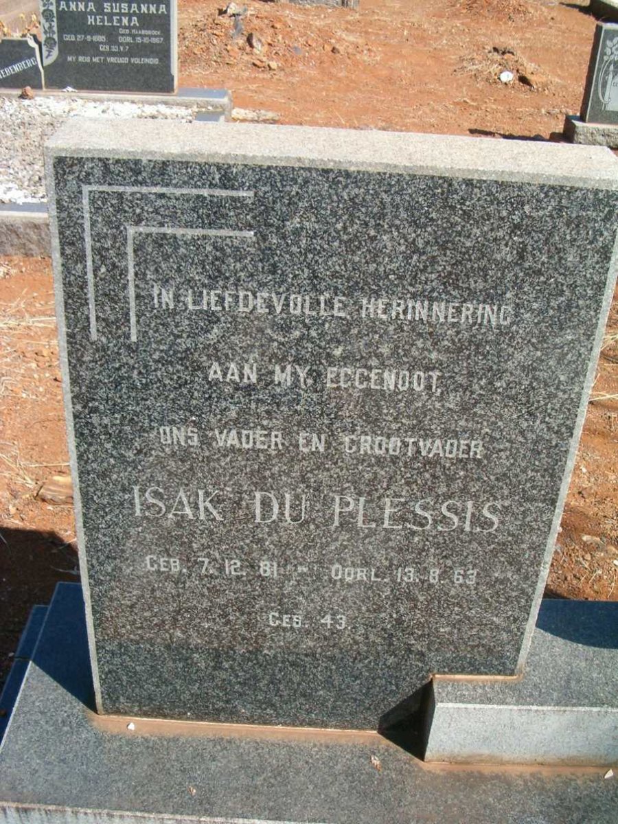 PLESSIS Isak, du 1881-1963