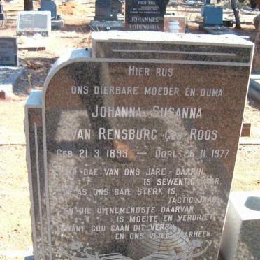 RENSBURG Johanna Susanna, van nee ROOS 1893-1977