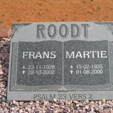 ROODT Frans 1938-2002 &amp; Martie 1935-2000