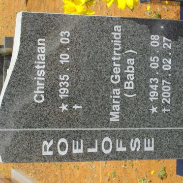 ROELOFSE Christiaan 1935- &amp; Maria Gertruida 1934-2007