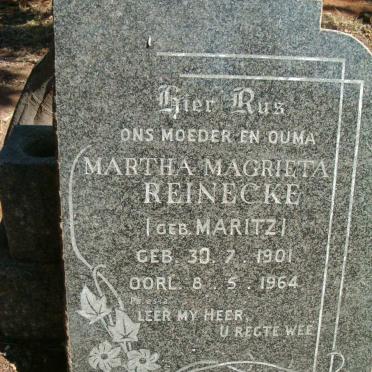 REINECKE Martha Magrieta nee MARITZ 1901-1964
