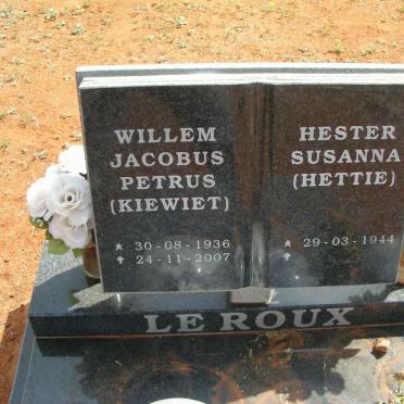 ROUX Willem Jacobus Petrus, le 1936-2007 &amp; Hester Susanna 1944-