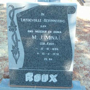 ROUX M.J. nee KOCK 1895-1978