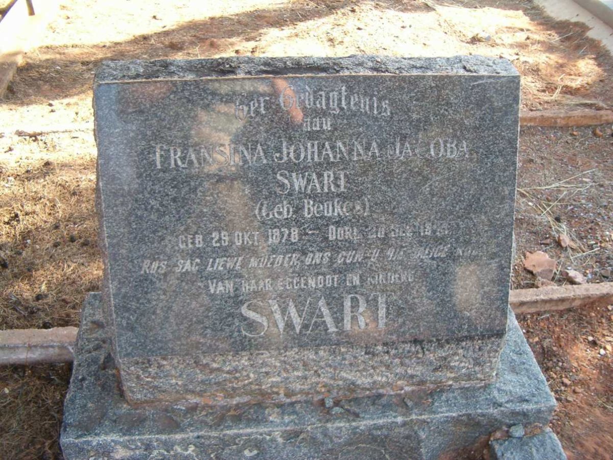 SWART Fransina Johanna Jacoba nee BEUKES 1878-1944