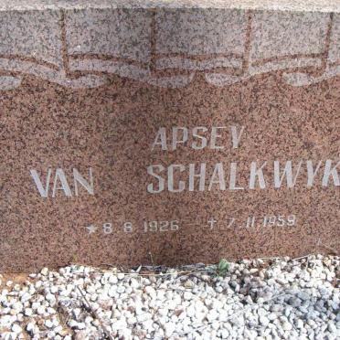 SCHALKWYK Apsey, 1926-1959