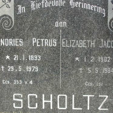 SCHOLTZ Andries Petrus 1893-1979 &amp; Elizabeth Jacomina 1902-1984