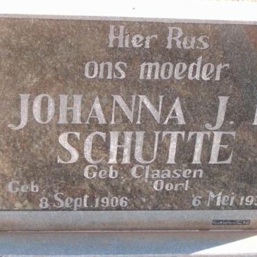 SCHUTTE Johanna J.K. nee CLAASEN 1906-1931