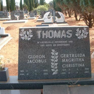 THOMAS Gideon Jacobus 1908-1986 &amp; Gertruida Magritha Christina 1906-1986