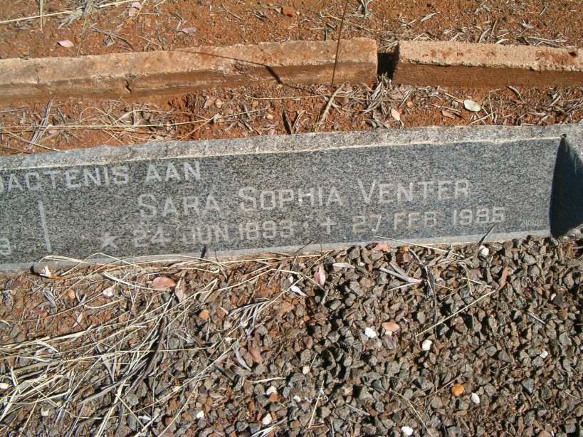 VENTER Sara Sophia 1893-1985