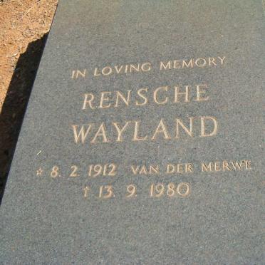 WAYLAND Rensche nee VAN DER MERWE 1912-1980