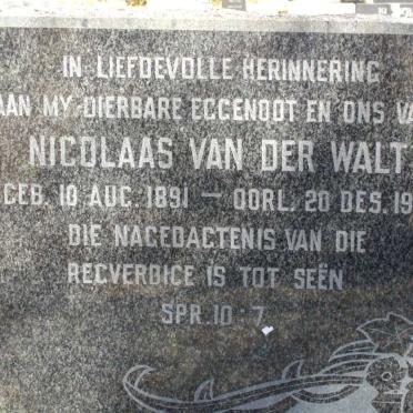 WALT Nicolaas, van der 1891-1960