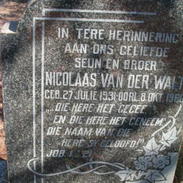 WALT Nicolaas, van der 1931-1960