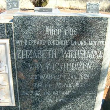 WESTHUIZEN Adriaan Jacobus, v.d. 1894-1975 &amp; Elizabeth Wilhelmina MARITZ 1894-1965