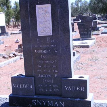 SNYMAN Jacobus P. 1888-1967 &amp; Catharina W. HOFFMAN 1891-1982