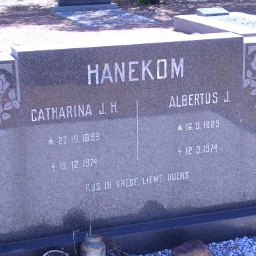 HANEKOM Albertus J. 1889-1974 &amp; Catharina J.H. 1899-1974