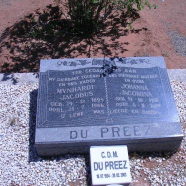 PREEZ Mynhardt Jacobus, du &amp; Johanna Jacomina 1908- , DU PREEZ C.D.M. 1934-2003