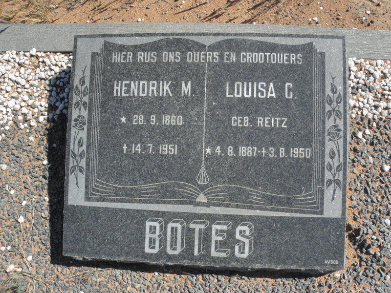 BOTES Hendrik M. 1860-1951 &amp; Louisa G. REITZ 1887-1950