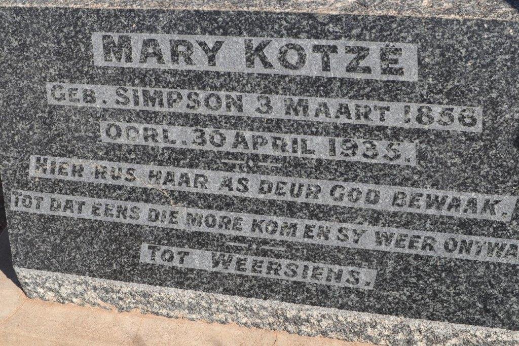 KOTZE Mary nee SIMPSON 1856-1935