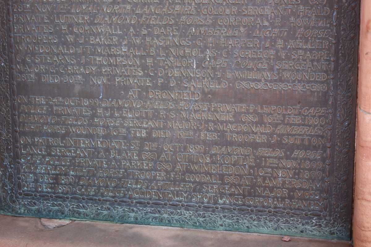 3. Plaque to honour those killed or wounded in Siege of Kimberley